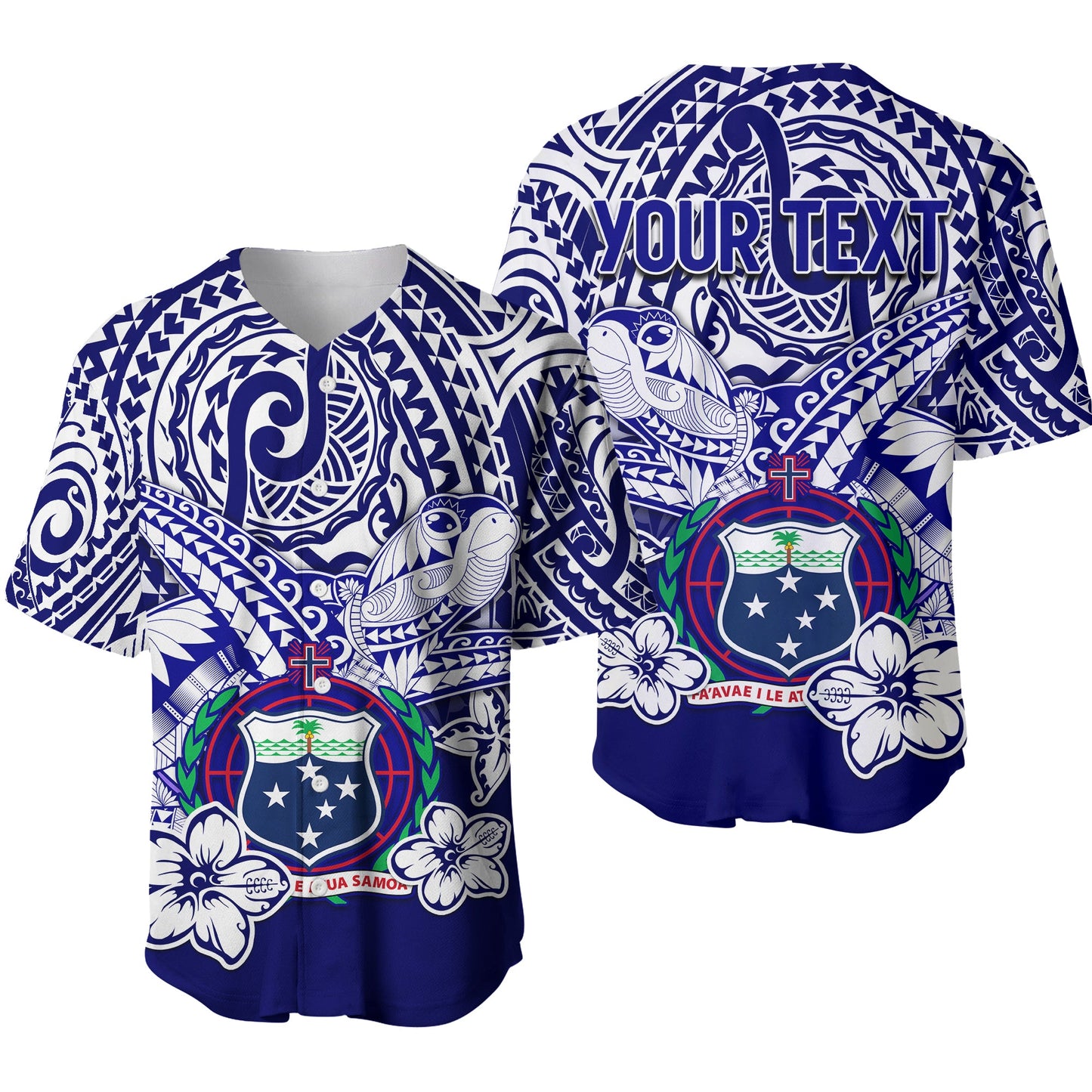 (Custom Personalised) Samoa Polynesian Baseball Jersey Samoan Loved Turtles