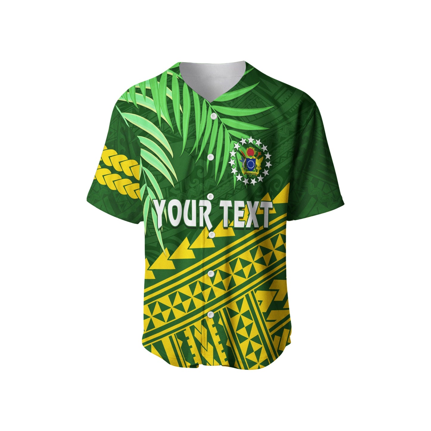 (Custom Personalised) Cook Islands Baseball Jersey Coconut Leaf