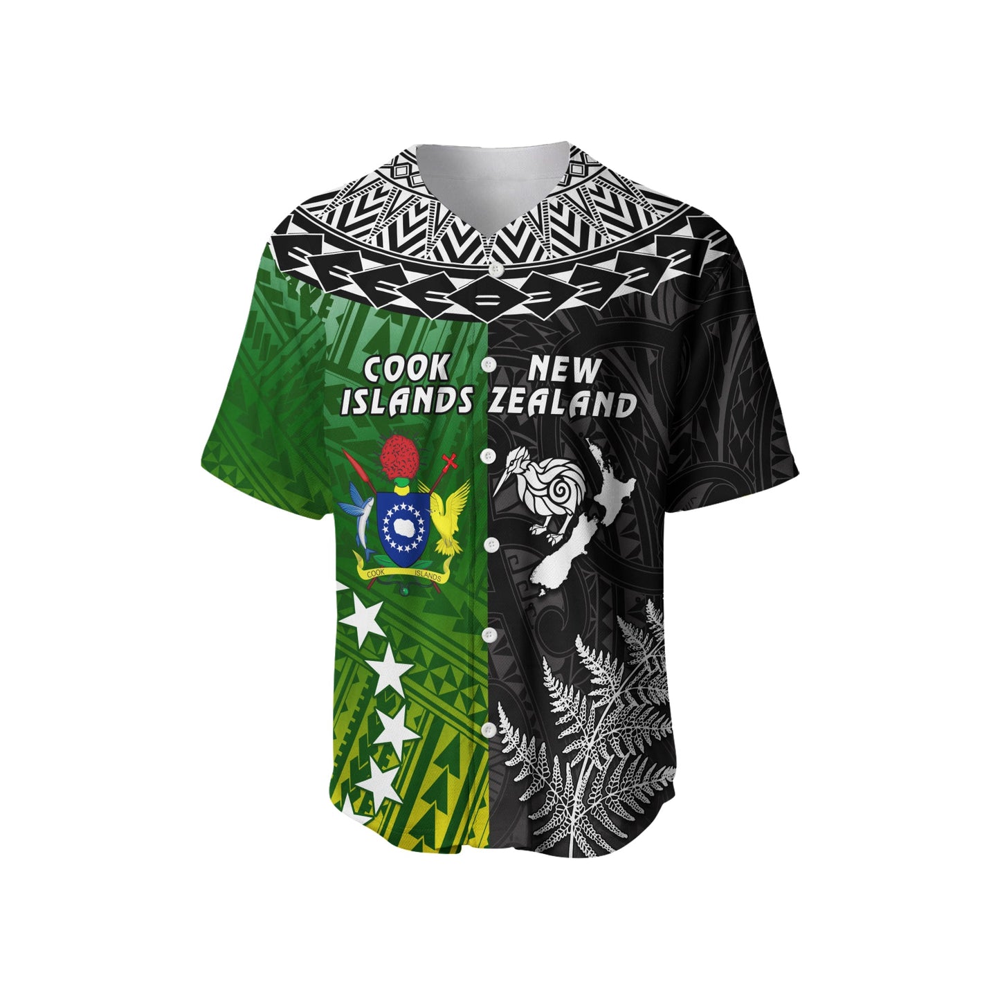 Cook Islands Pattern and New Zealand Kiwi Baseball Jersey