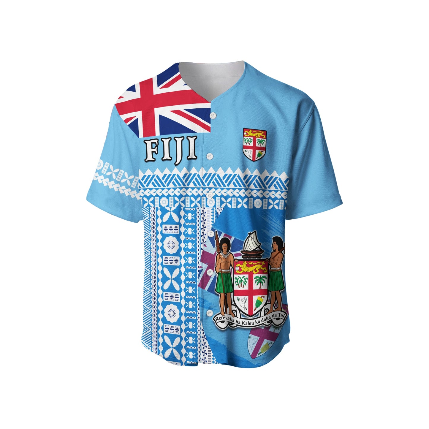 Fiji Dreamy Baseball Jersey Tapa Pattern