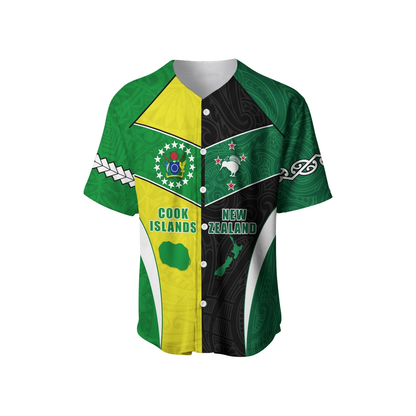 Cook Islands and New Zealand Baseball Jersey Polynesian mix Maori
