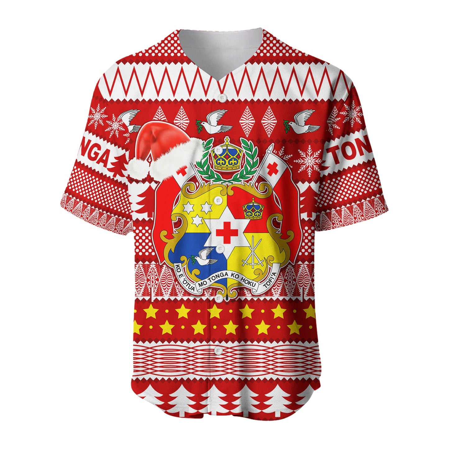 Tonga Kilisimasi Fiefia Baseball Jersey Merry Christmas with Tongan Pattern