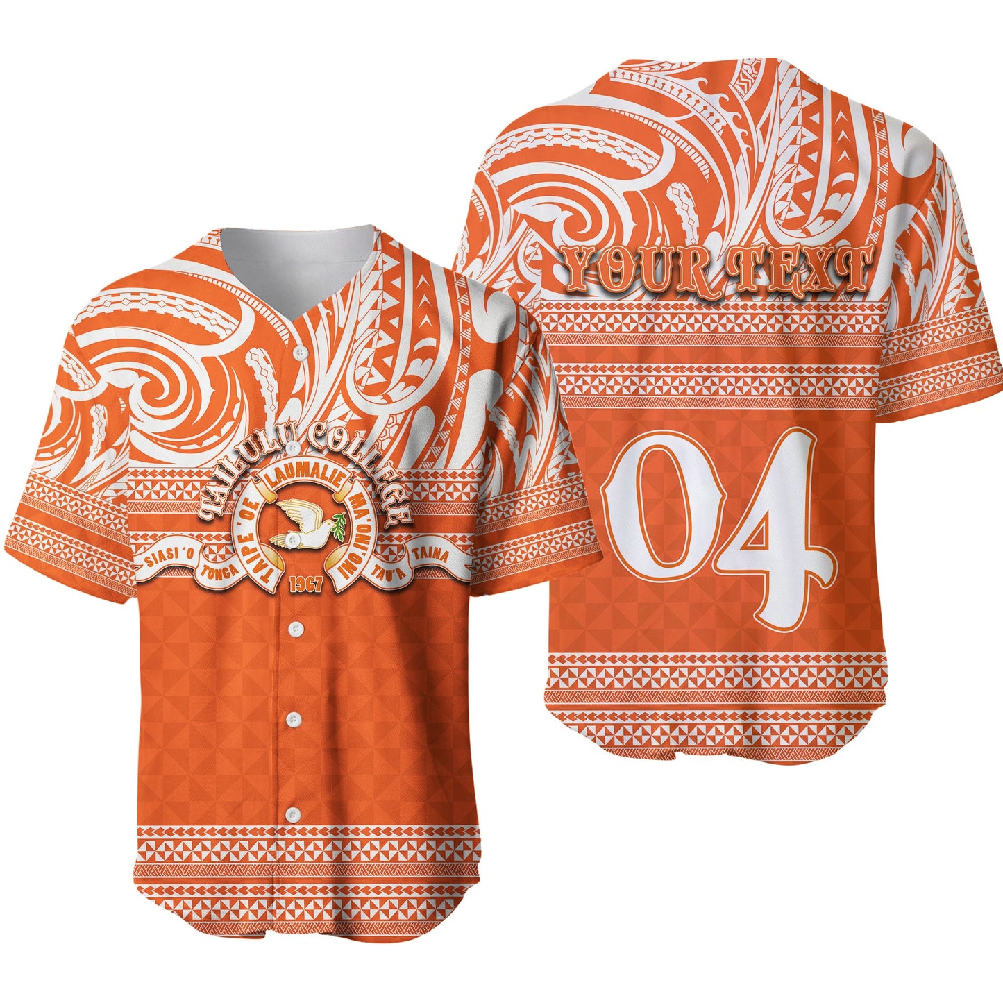 (Custom Personalised) Tailulu College Baseball jersey Tonga Patterns