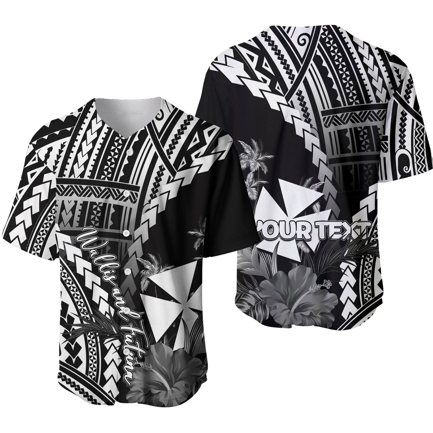 (Custom Personalised)Wallis and Futuna Baseball Jersey Polynesian Style White Color