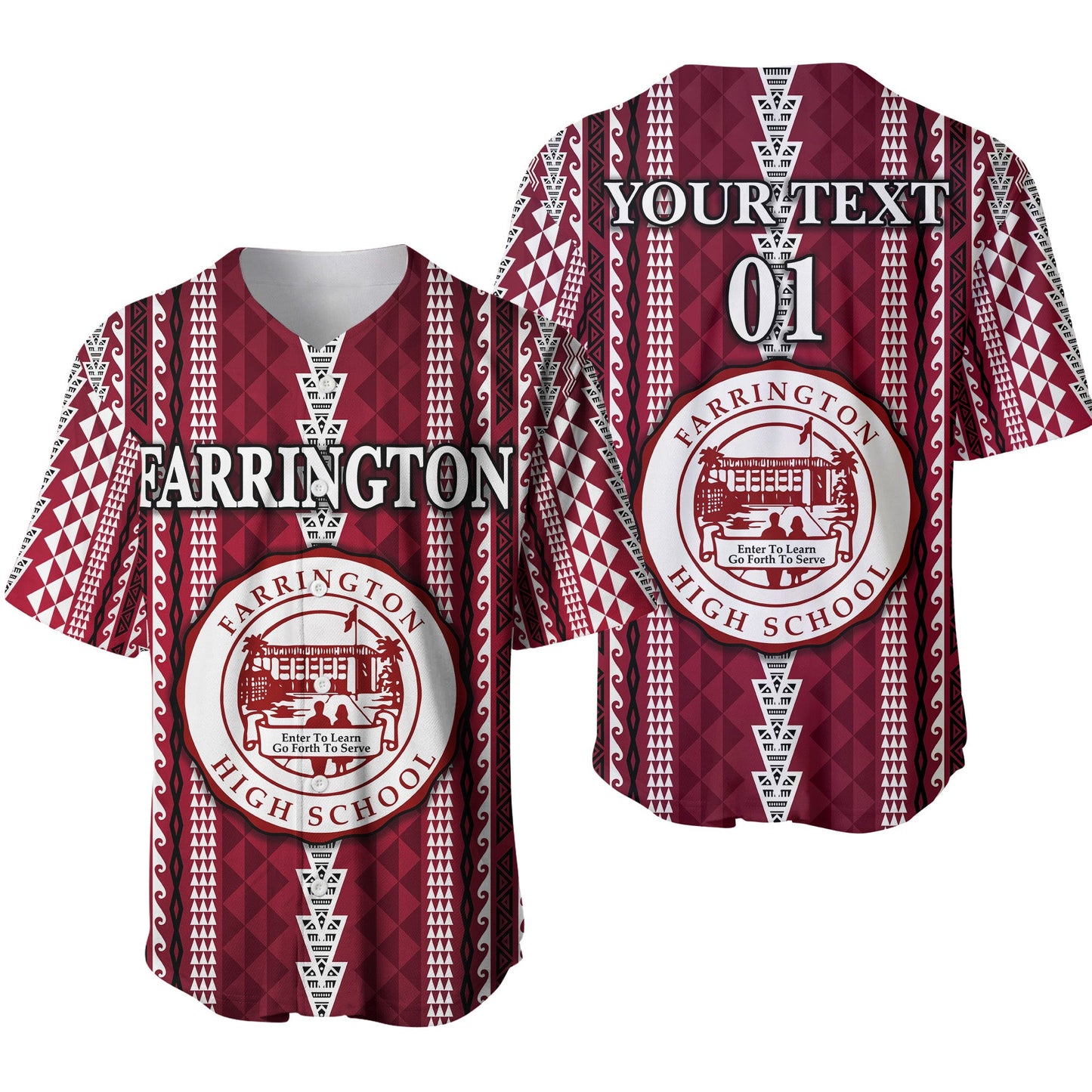 (Custom Personalised) Hawaii Farrington High School Baseball Jersey Simple Style