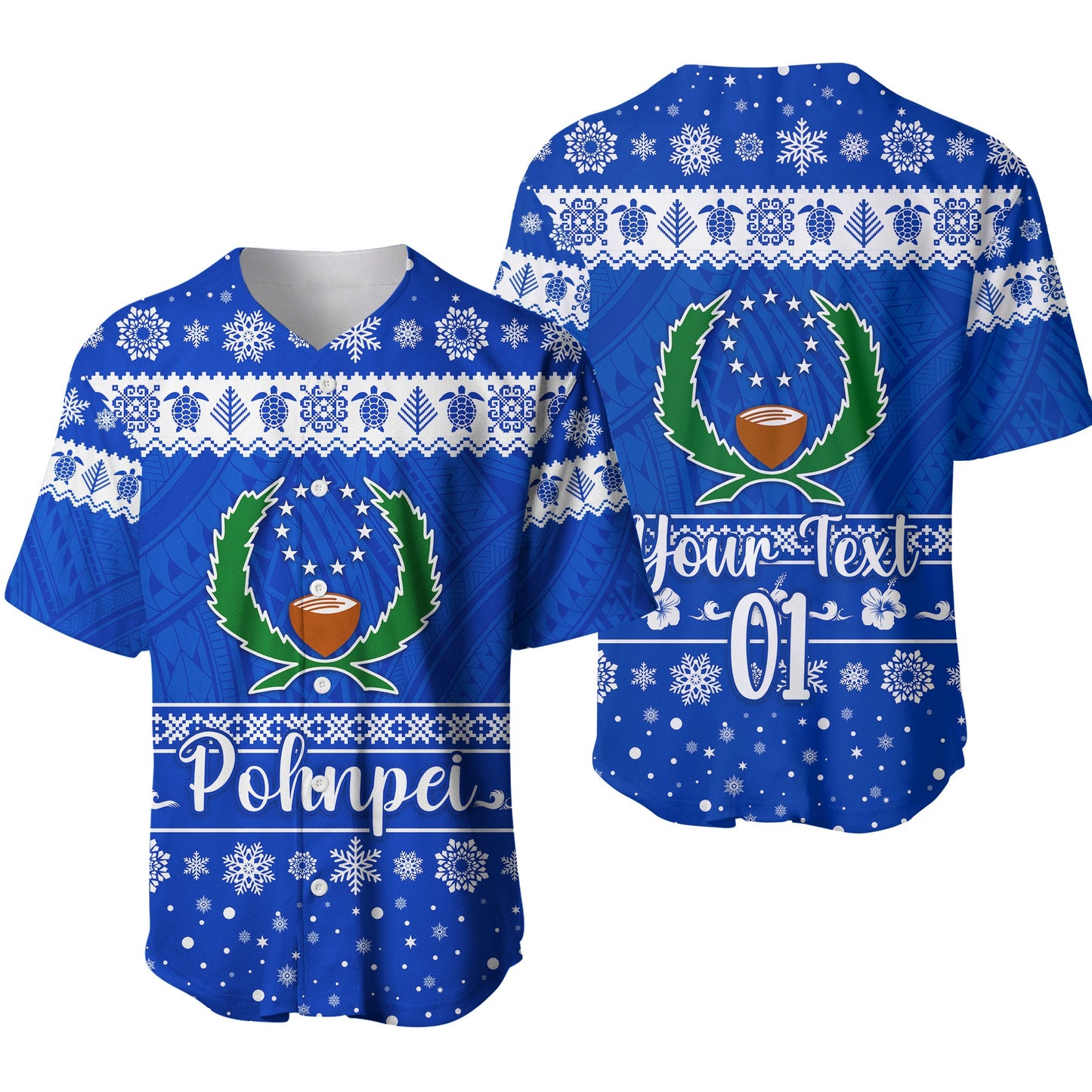 (Custom Personalised) FSM Pohnpei Christmas Baseball Jersey Simple Style