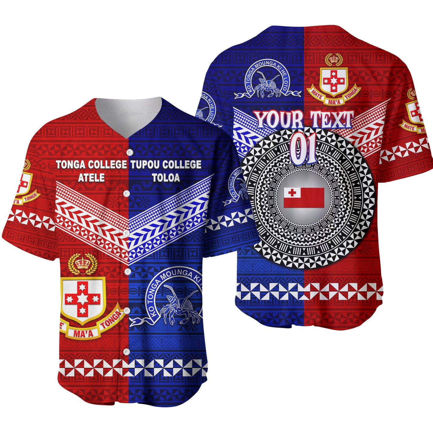 (Custom Personalised) Kolisi Tonga College Atele And Tupou College Toloa Baseball Jersey Together Original