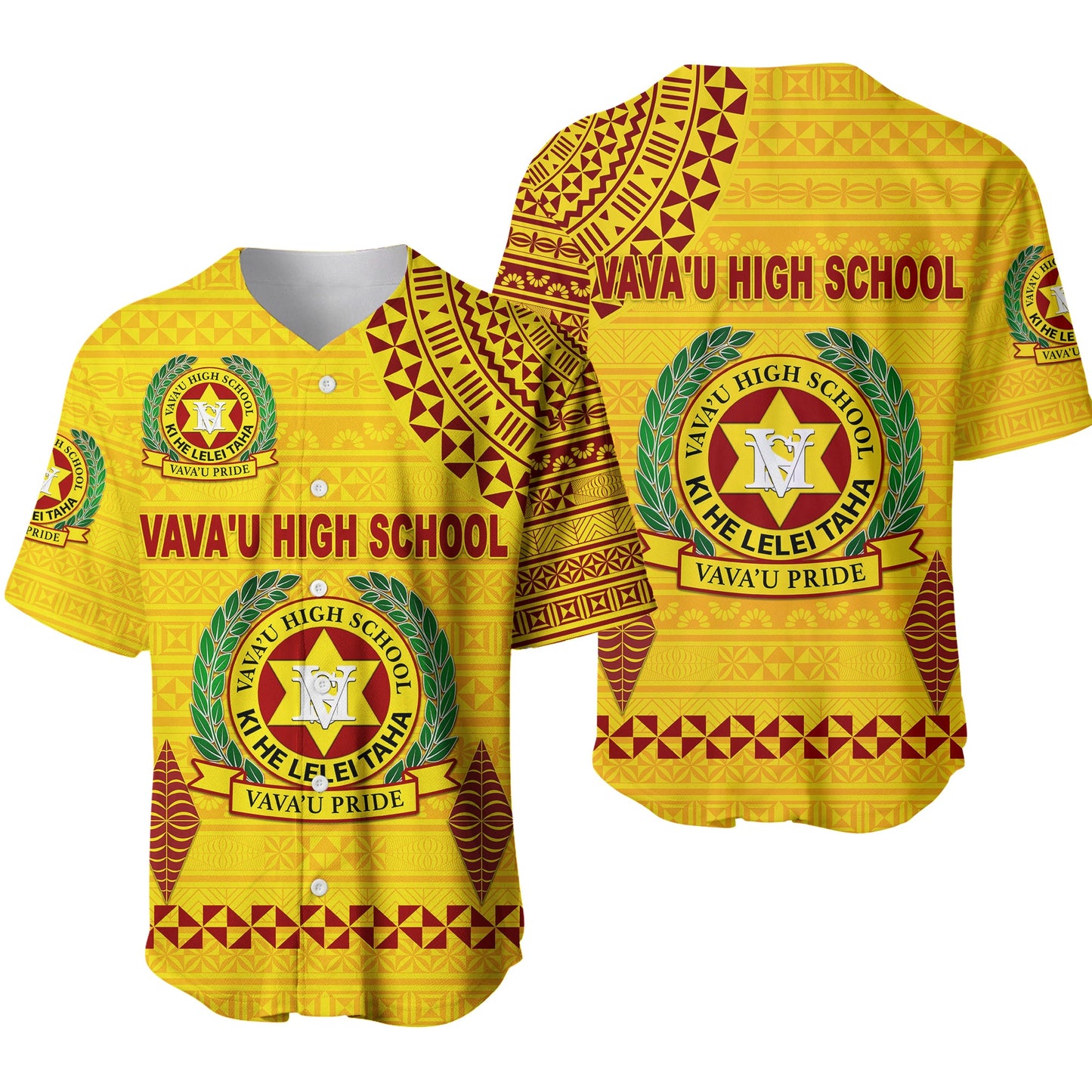 Tonga Vava'u High School Baseball Jersey Simple Style Yellow