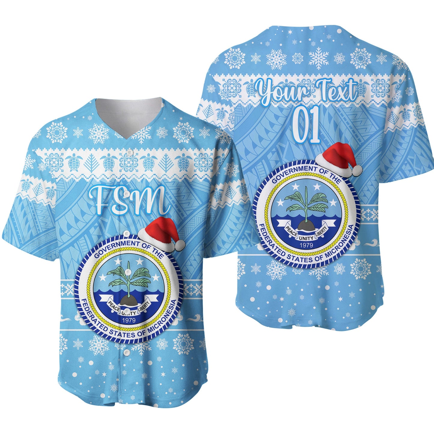 (Custom Personalised) Federated States of Micronesia Christmas Baseball Jersey Simple Style FSM Seal