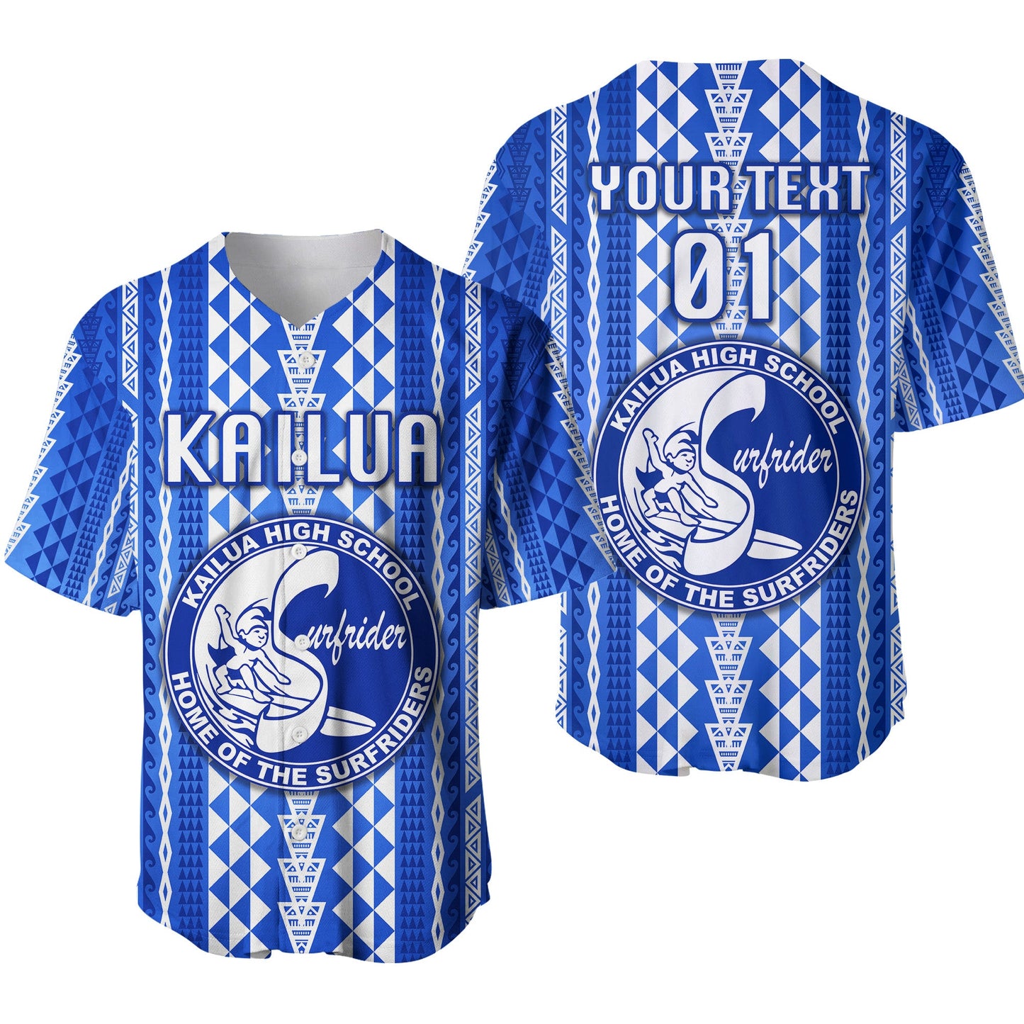 (Custom Personalised) Hawaii Kailua High Baseball Jersey Hoodie Surfriders Simple Style