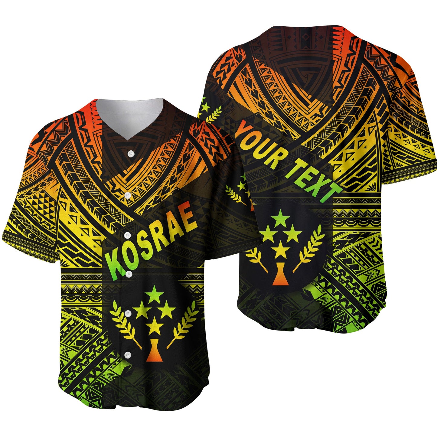 (Custom Personalised) FSM Kosrae Baseball Jersey Original Style Reggae