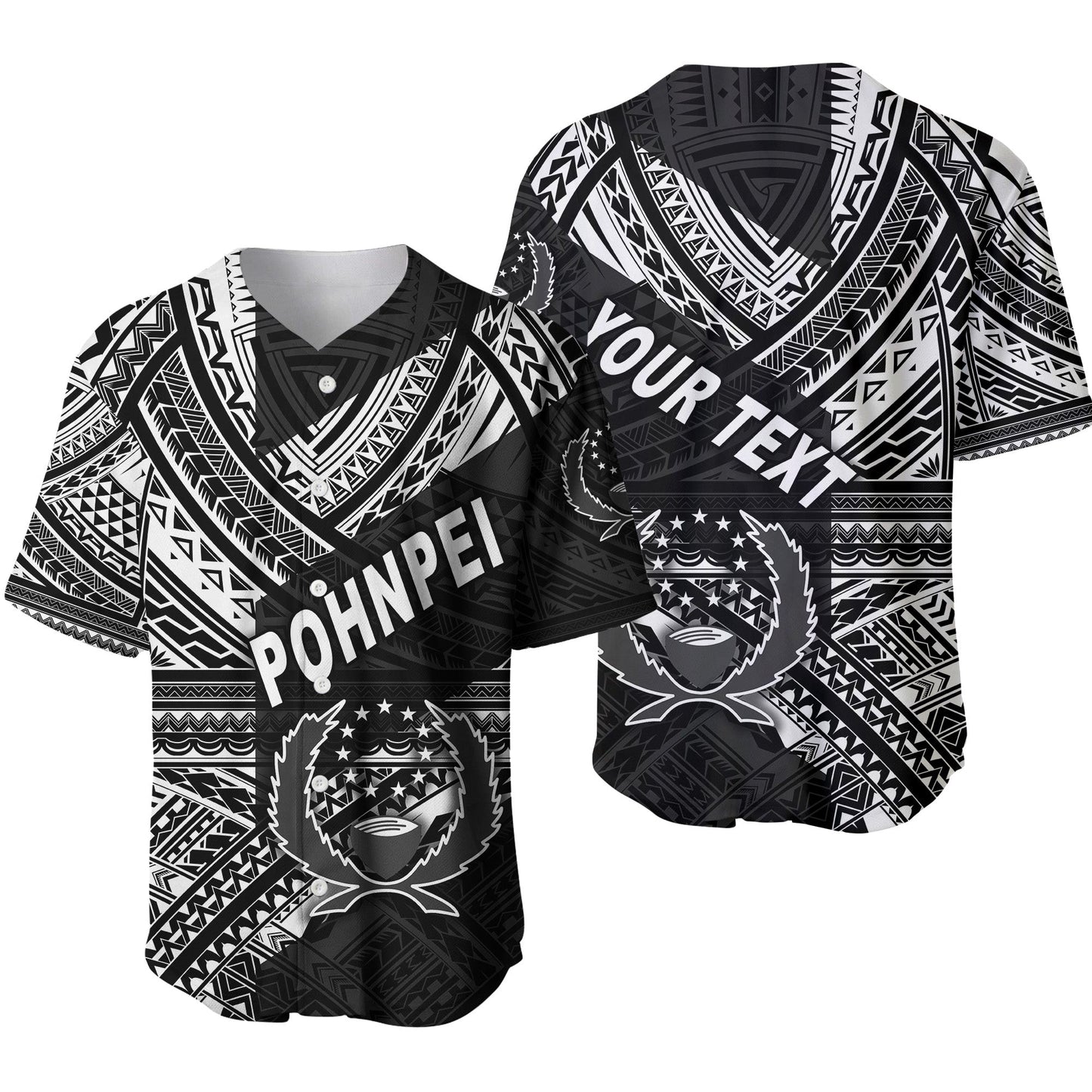 (Custom Personalised) FSM Pohnpei Baseball Jersey Original Style Black