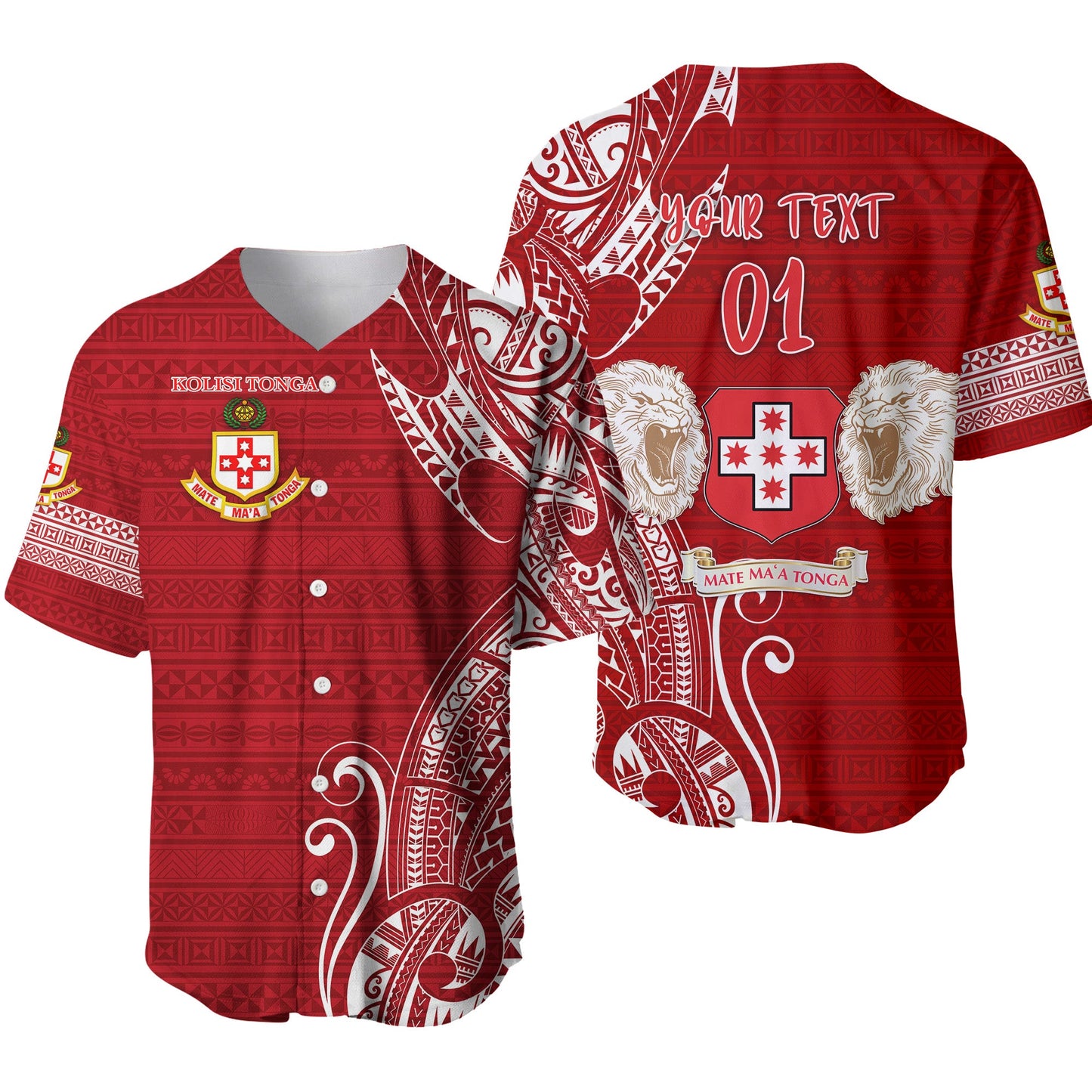 (Custom Personalised) Kolisi Tonga Mate Ma'a Tonga Baseball Jersey Laione Ashburton Old Boys, Custom Text And Number