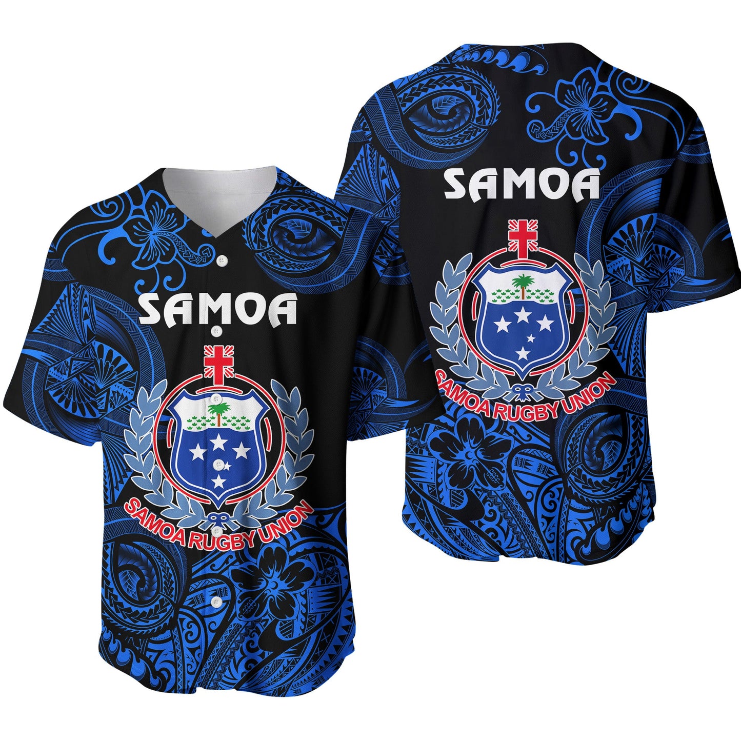 Samoa Manu Baseball Jersey Rugby Unique Style Black