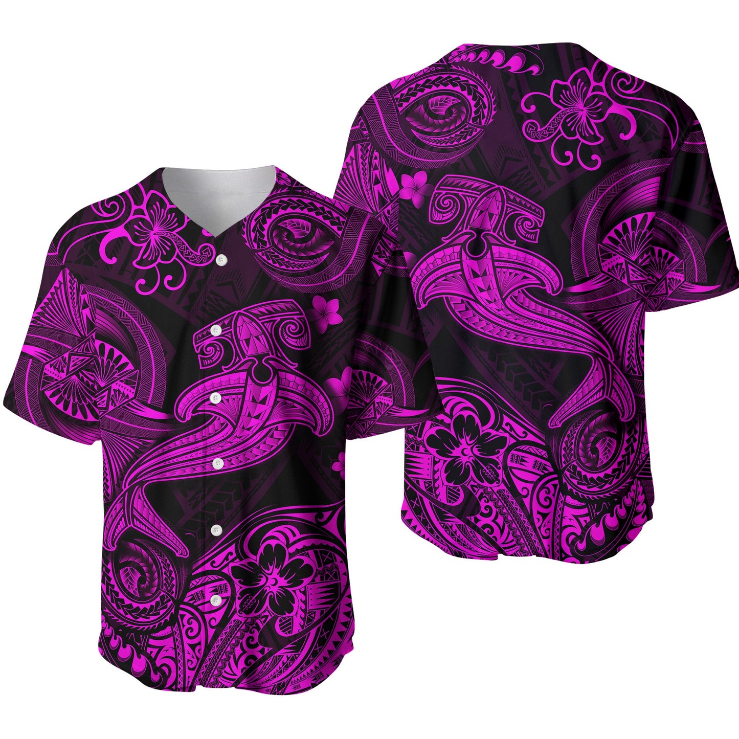 Hawaii Hammer Shark Polynesian Baseball Jersey Unique Style Pink