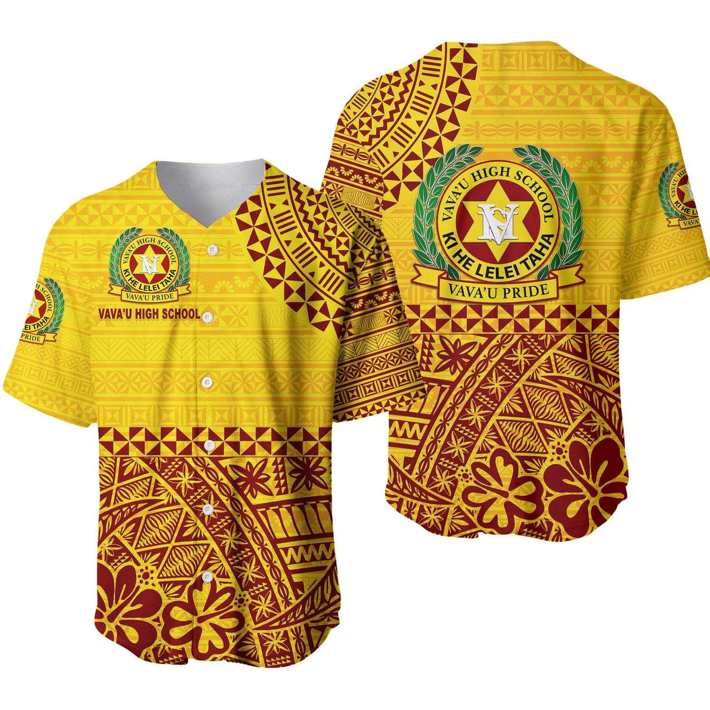 Tonga Vava'u High School Baseball Jersey Kupesi Vibes Yellow