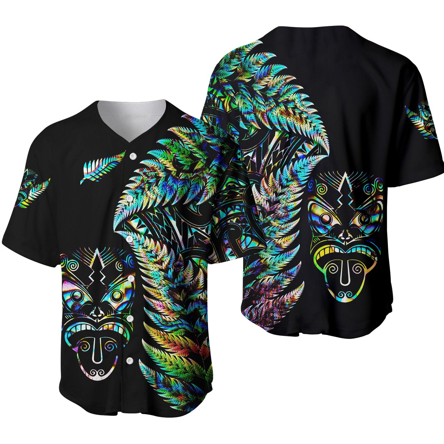New Zealand Haka Rugby Maori Baseball Jersey Silver Fern Vibes Paua Shell