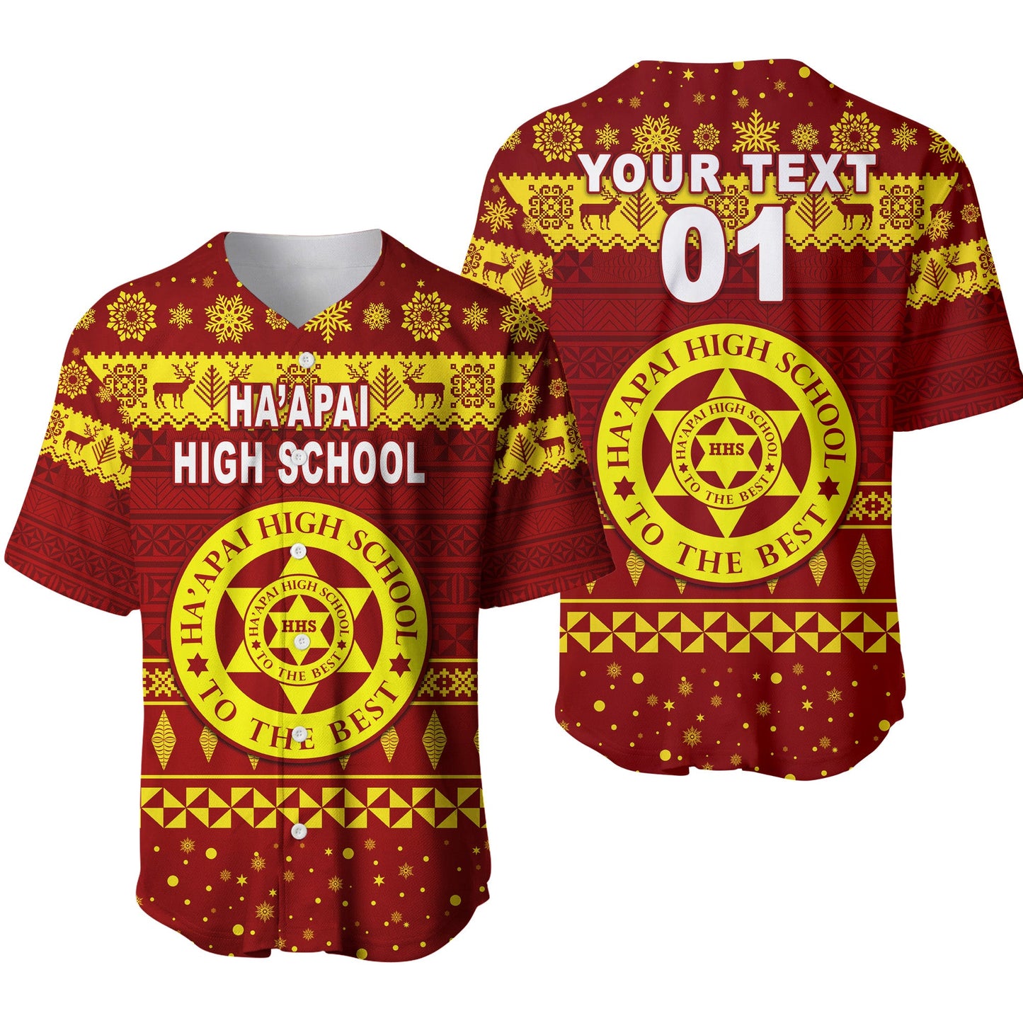 (Custom Personalised) Ha'apai High School Christmas Baseball Jersey Simple Style