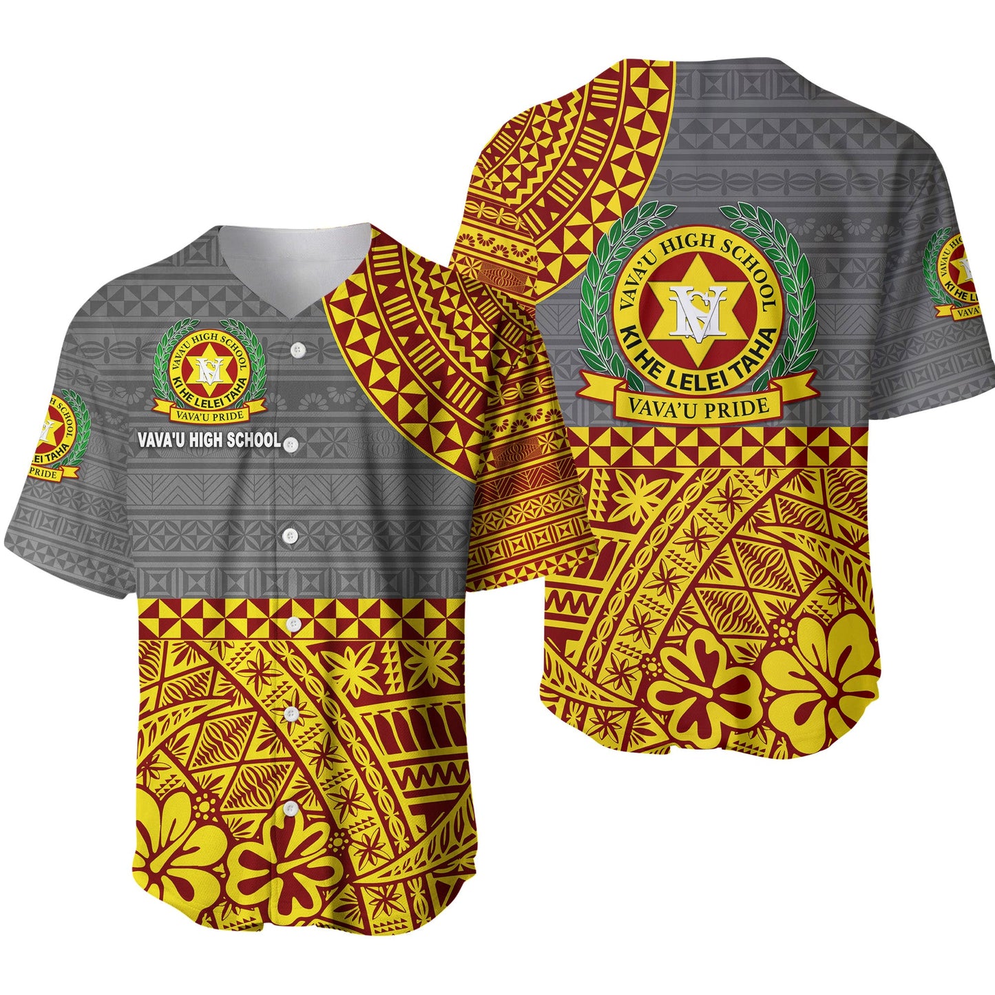 Tonga Vava'u High School Baseball Jersey Kupesi Vibes Grey