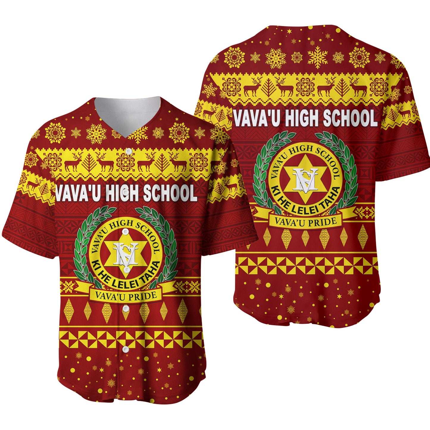 Vava'u High School Christmas Baseball Jersey Simple Style Maroon