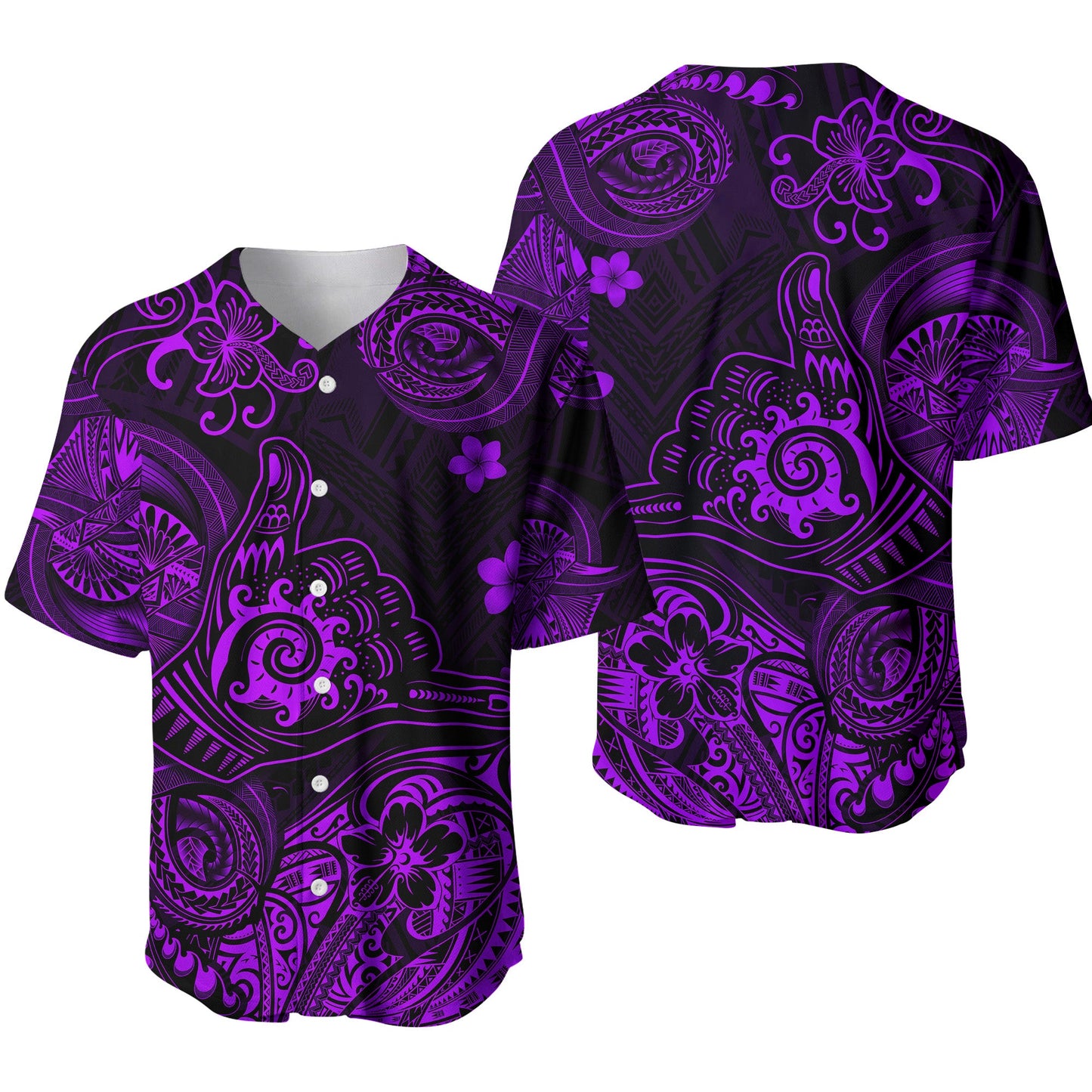 Hawaii Shaka Polynesian Baseball Jersey Unique Style Purple