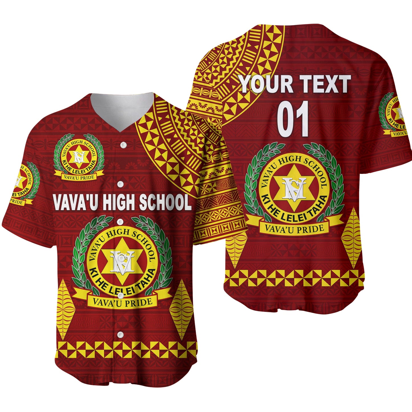 (Custom Personalised) Tonga Vava'u High School Baseball Jersey Simple Style Maroon, Custom Text And Number