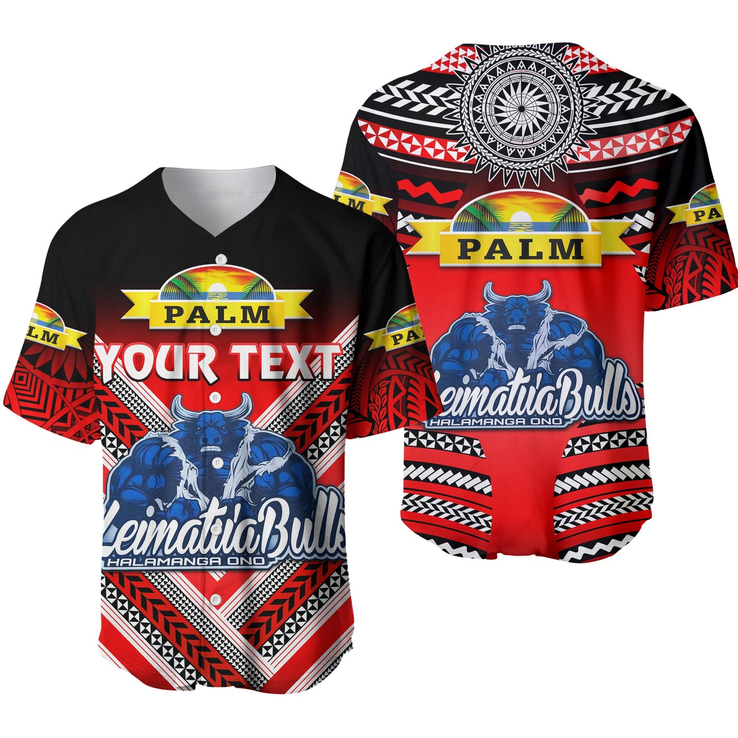 (Custom Personalised) Mate Ma'a Tonga Baseball Jersey Leimatu'a Bulls Creative Style Red