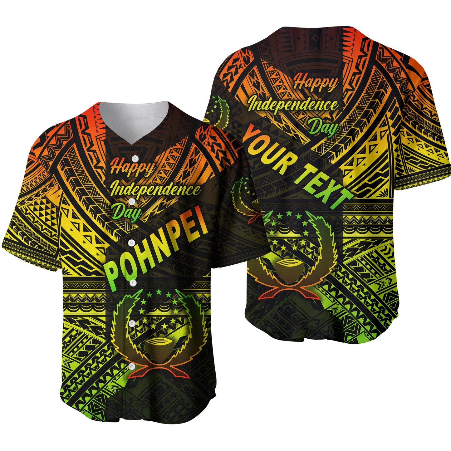 (Custom Personalised) FSM Pohnpei Baseball Jersey Happy Independence Day Original Vibes Reggae