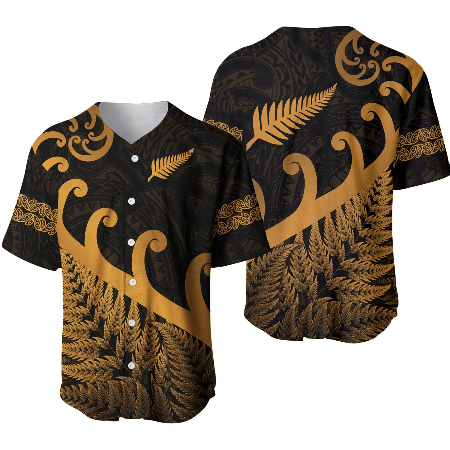 New Zealand Rugby Maori Baseball Jersey Silver Fern Koru Vibes Gold