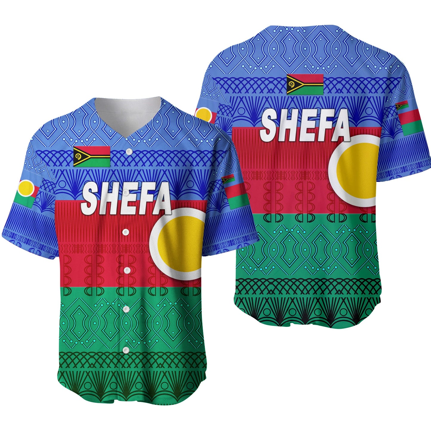 Shefa Province Baseball Jersey Vanuatu Pattern Traditional Style