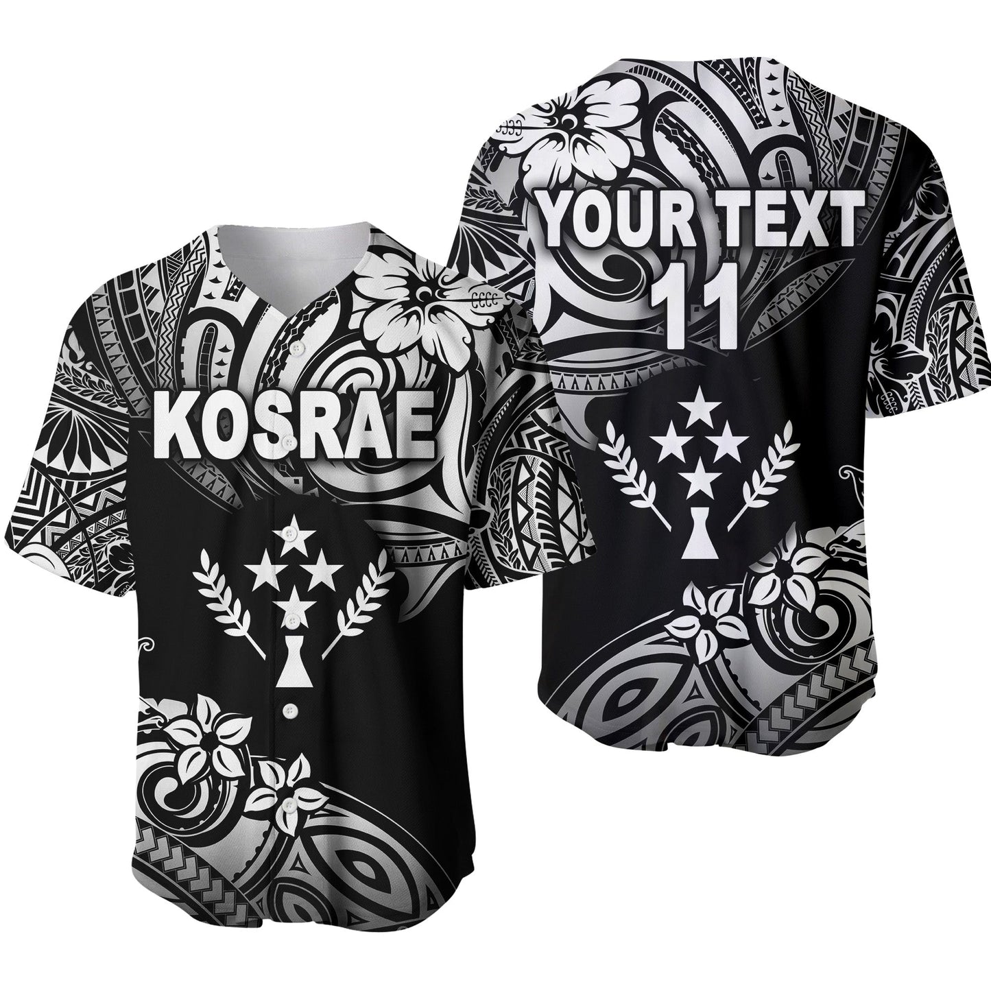 (Custom Personalised) FSM Kosrae Baseball Jersey Unique Vibes Black