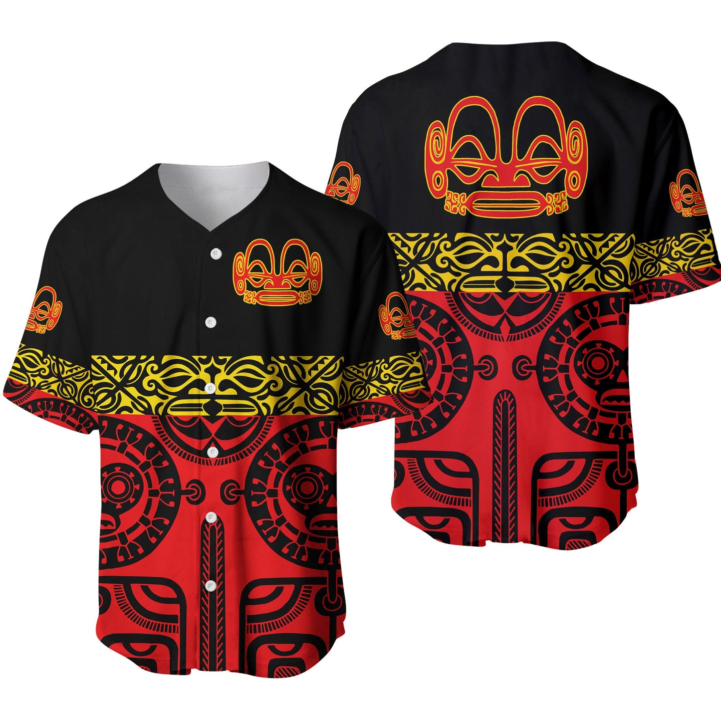 Marquesas Islands Baseball Jersey Marquesan Tattoo Special Style Red