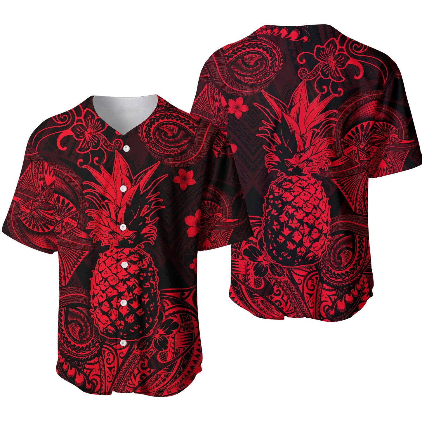 Hawaii Pineapple Polynesian Baseball Jersey Unique Style Red