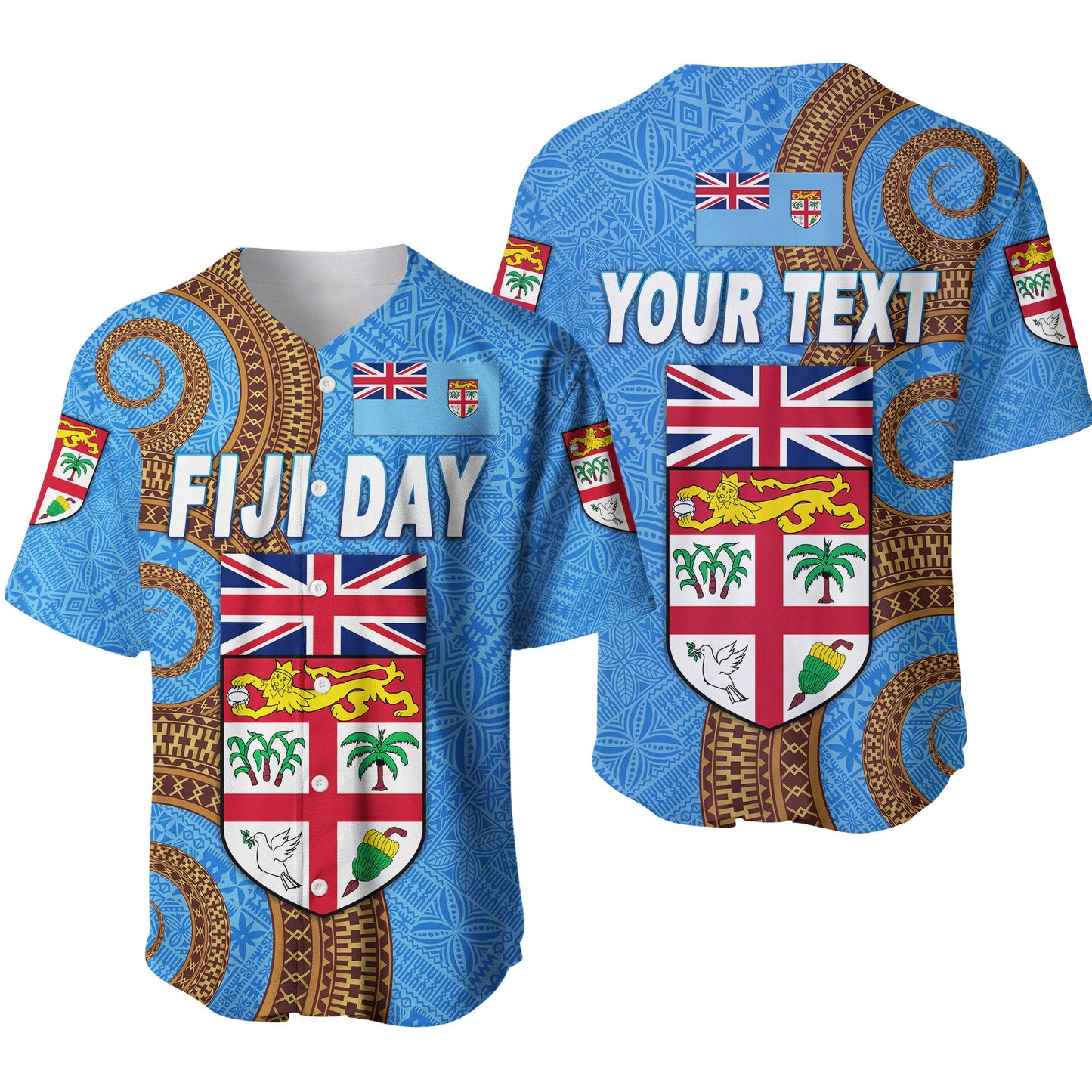 (Custom Personalised) Fiji Day Baseball Jersey Independence Anniversary Simple Style