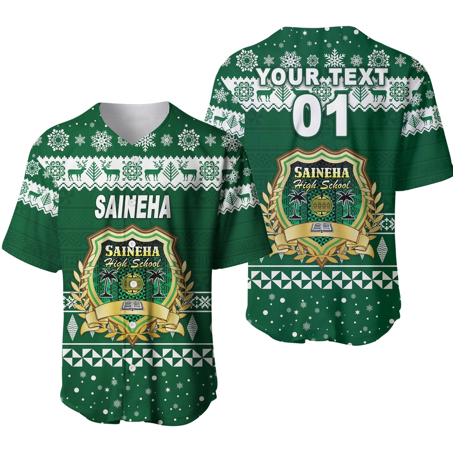 (Custom Personalised) Saineha High School Christmas Baseball Jersey Simple Style
