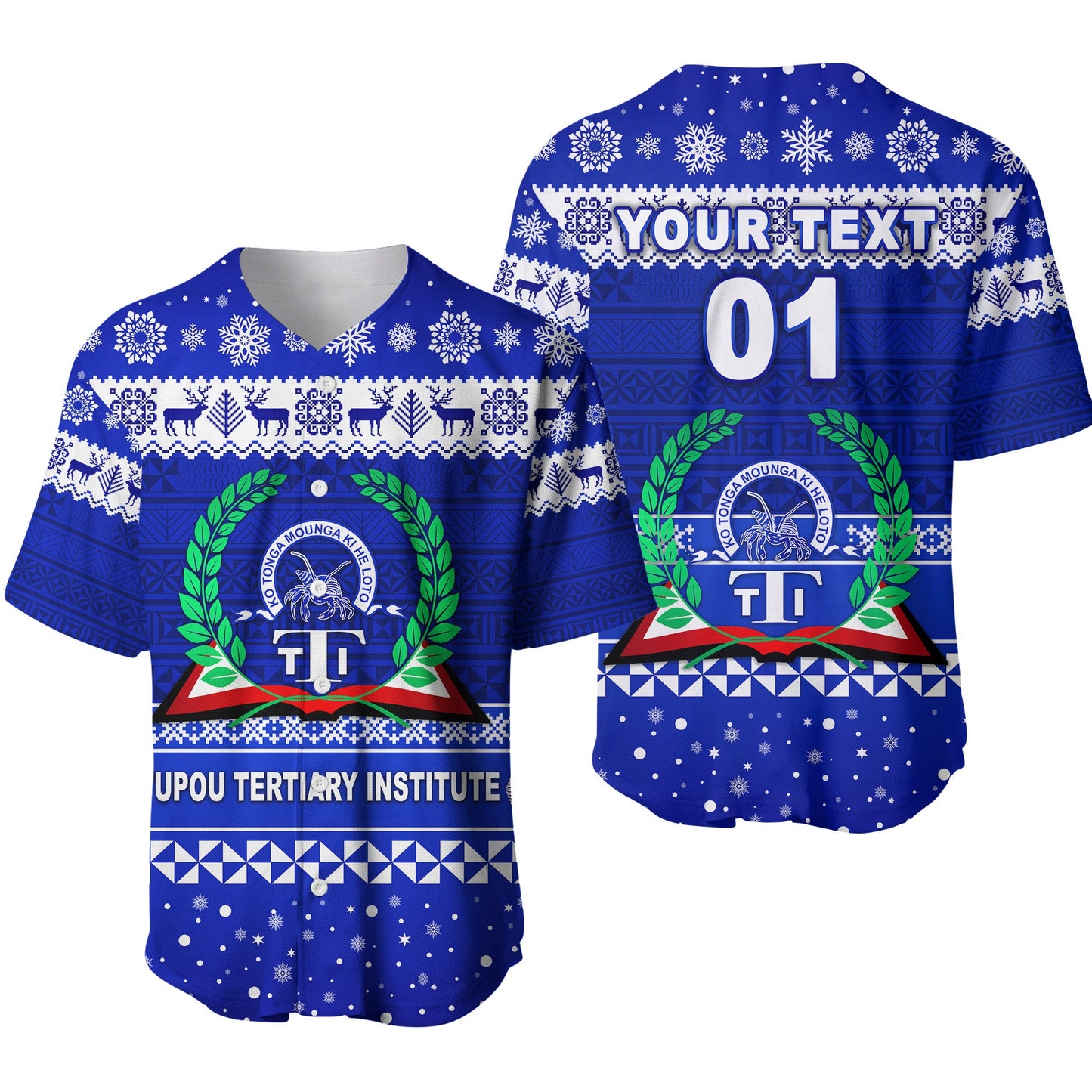 (Custom Personalised) Tupou Tertiary Institute Christmas Baseball Jersey Simple Style