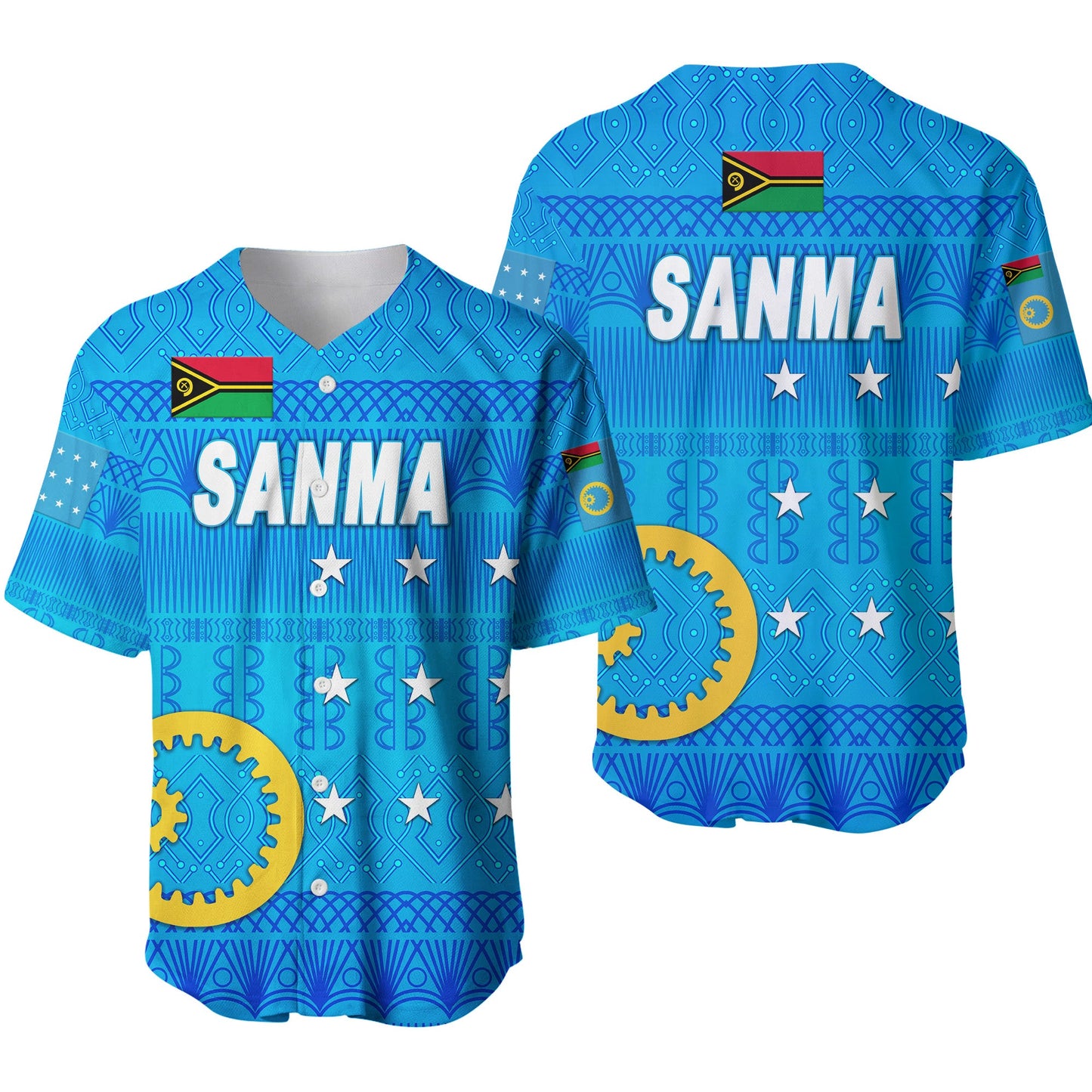 Sanma Province Baseball Jersey Vanuatu Pattern Traditional Style