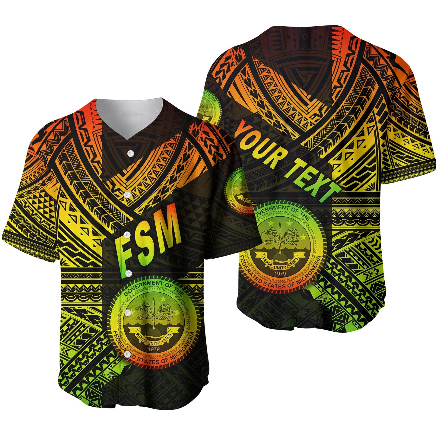 (Custom Personalised) Federated States of Micronesia Baseball Jersey FSM Original Style Reggae