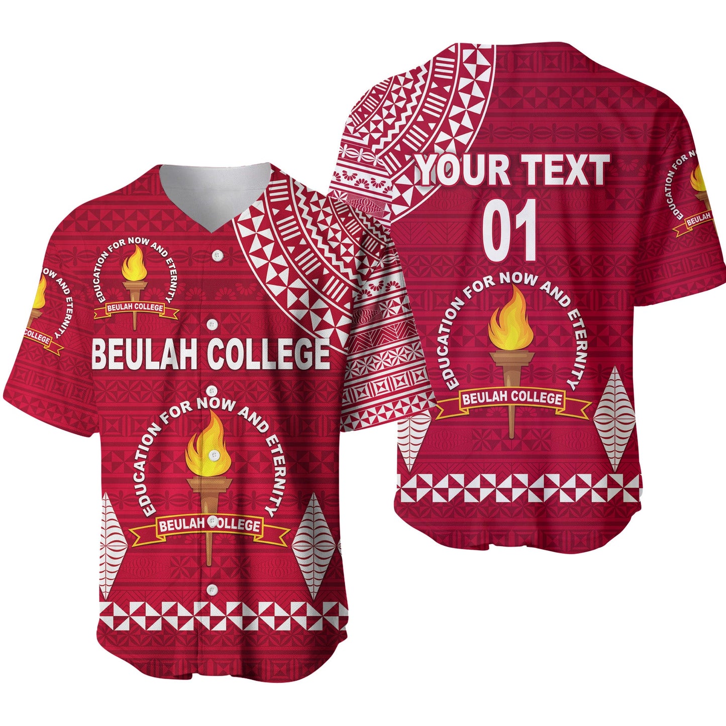 (Custom Personalised) Tonga Beulah College Baseball Jersey Simple Style, Custom Text And Number