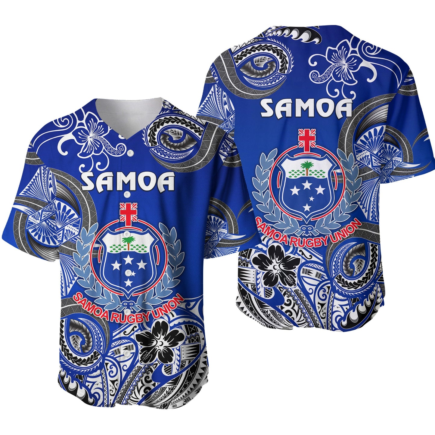 Samoa Manu Baseball Jersey Rugby Unique Style Blue White