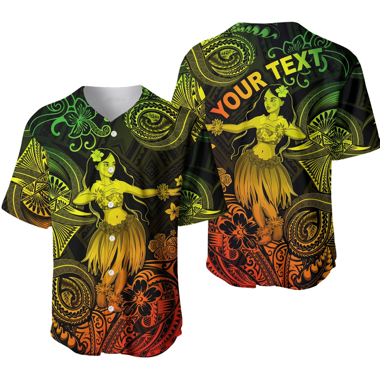 (Custom Personalised) Hawaii Hula Girl Polynesian Baseball Jersey Unique Style Reggae