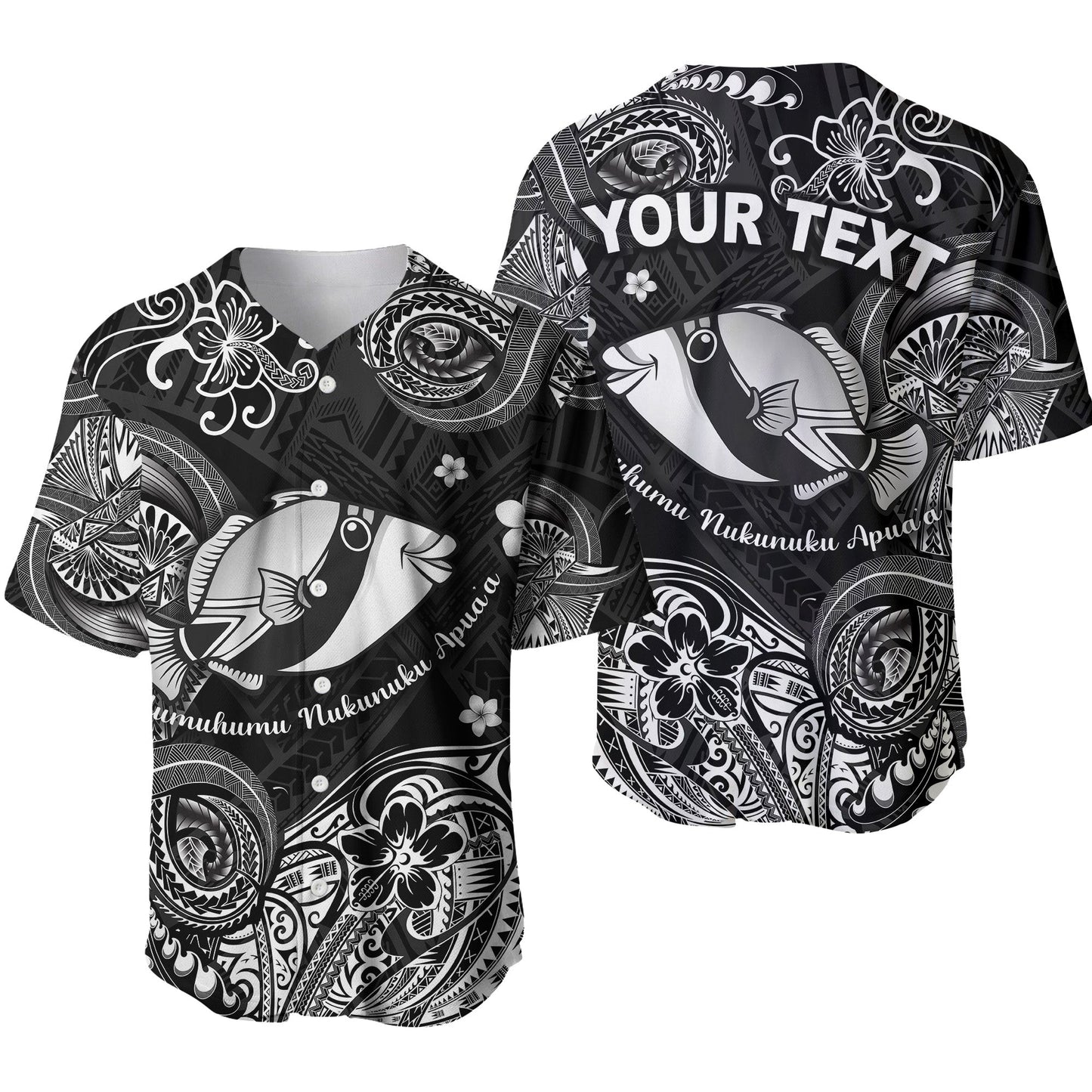 (Custom Personalised) Hawaii State Fish: Humuhumu Nukunuku Apua'a Polynesian Baseball Jersey Unique Style Black