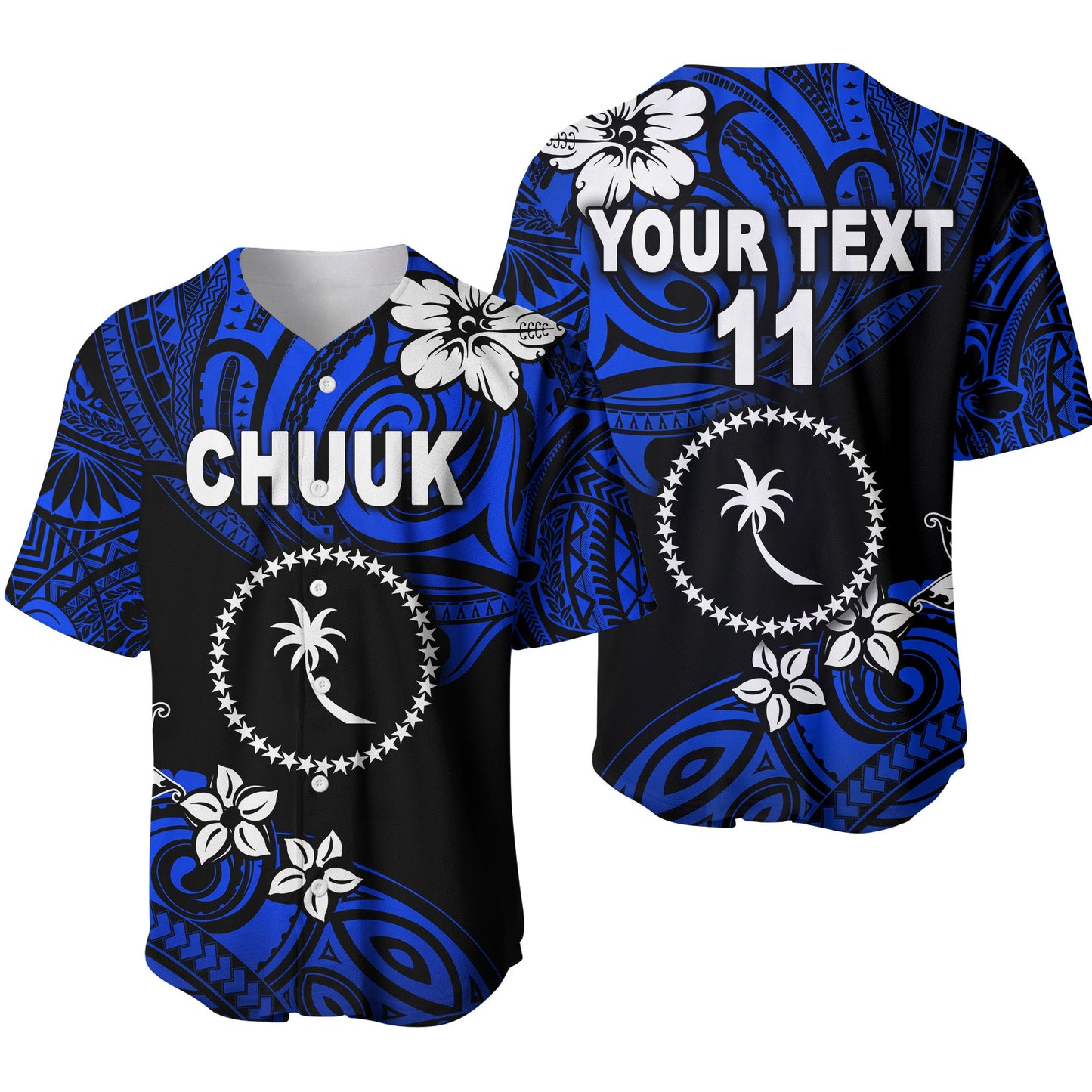(Custom Personalised) FSM Chuuk Baseball Jersey Unique Vibes Blue