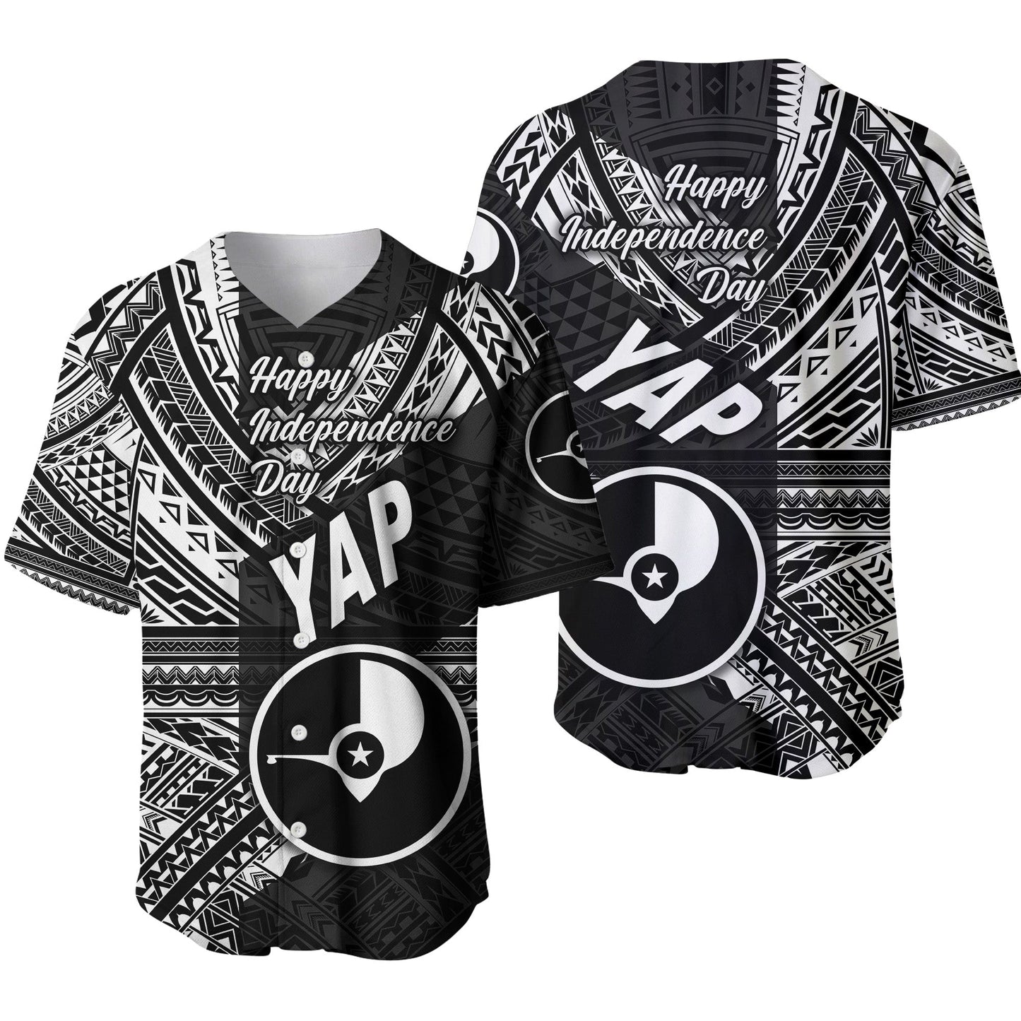 FSM Yap Baseball Jersey Happy Independence Day Original Vibes Black