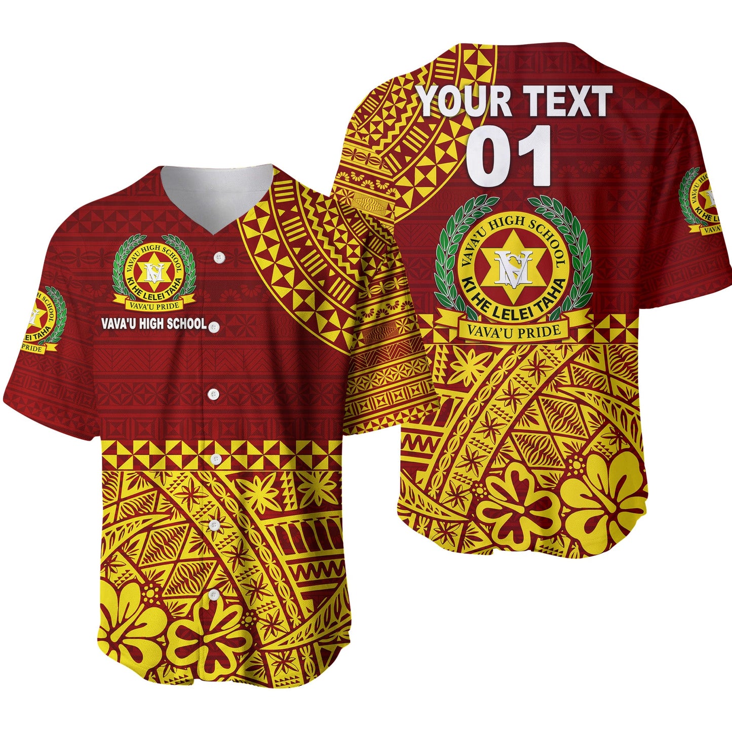 (Custom Personalised) Tonga Vava'u High School Baseball Jersey Kupesi Vibes Maroon