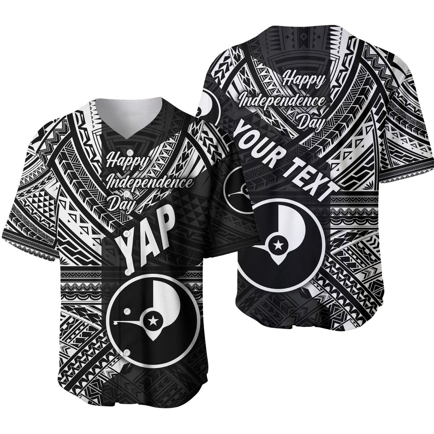 (Custom Personalised) FSM Yap Baseball Jersey Happy Independence Day Original Vibes Black