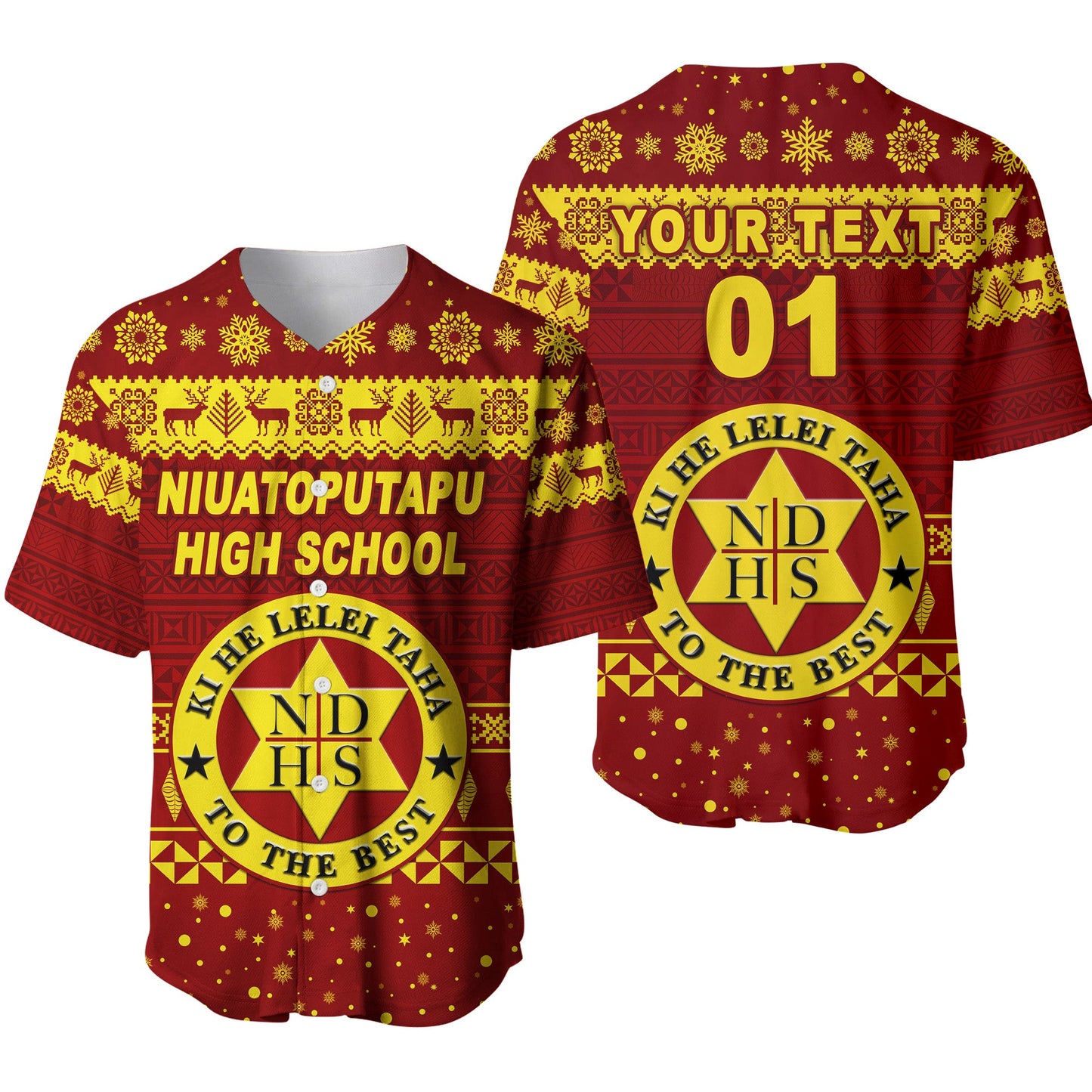 (Custom Personalised) Niuatoputapu High School Christmas Baseball Jersey Simple Style