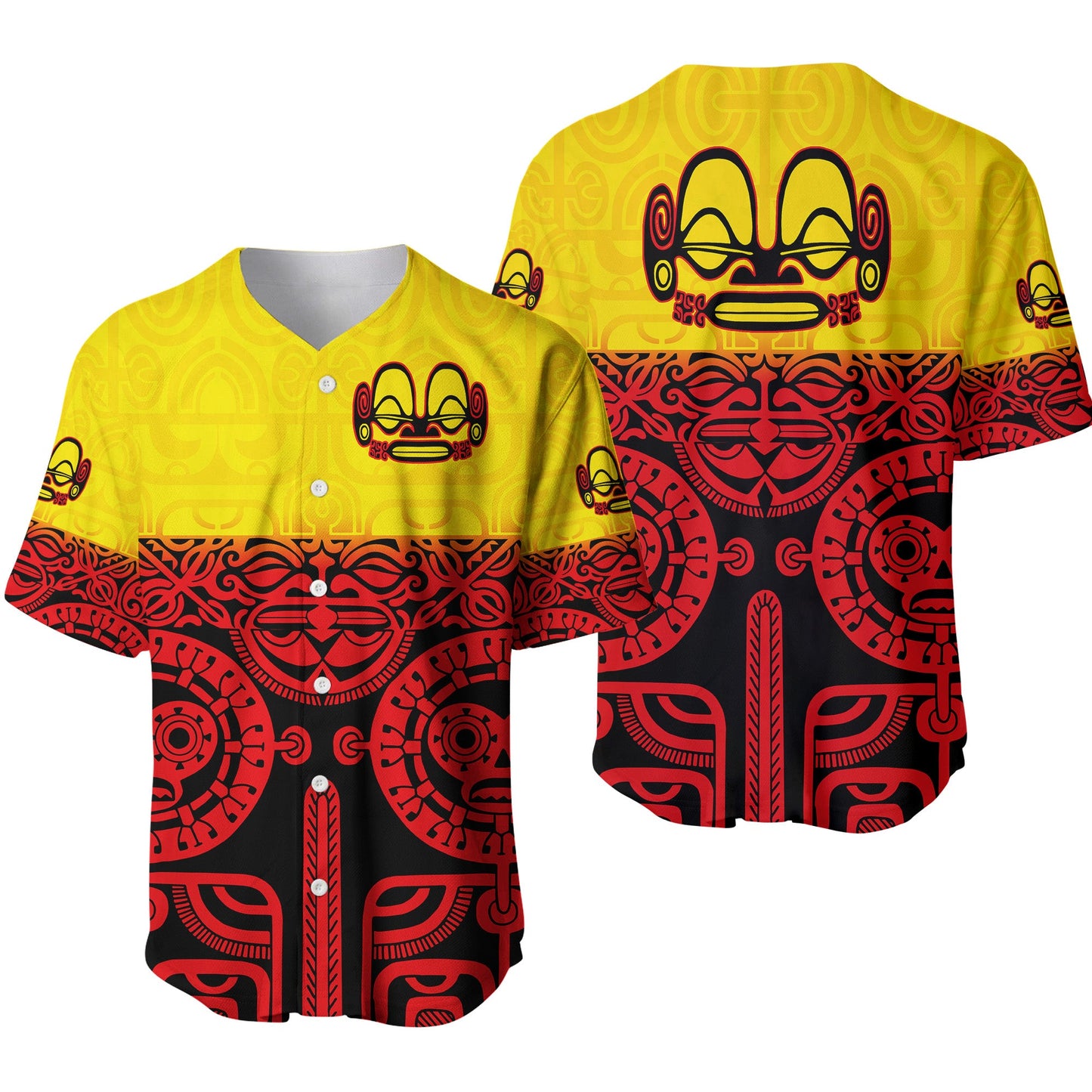 Marquesas Islands Baseball Jersey Marquesan Tattoo Special Style Gradient Red