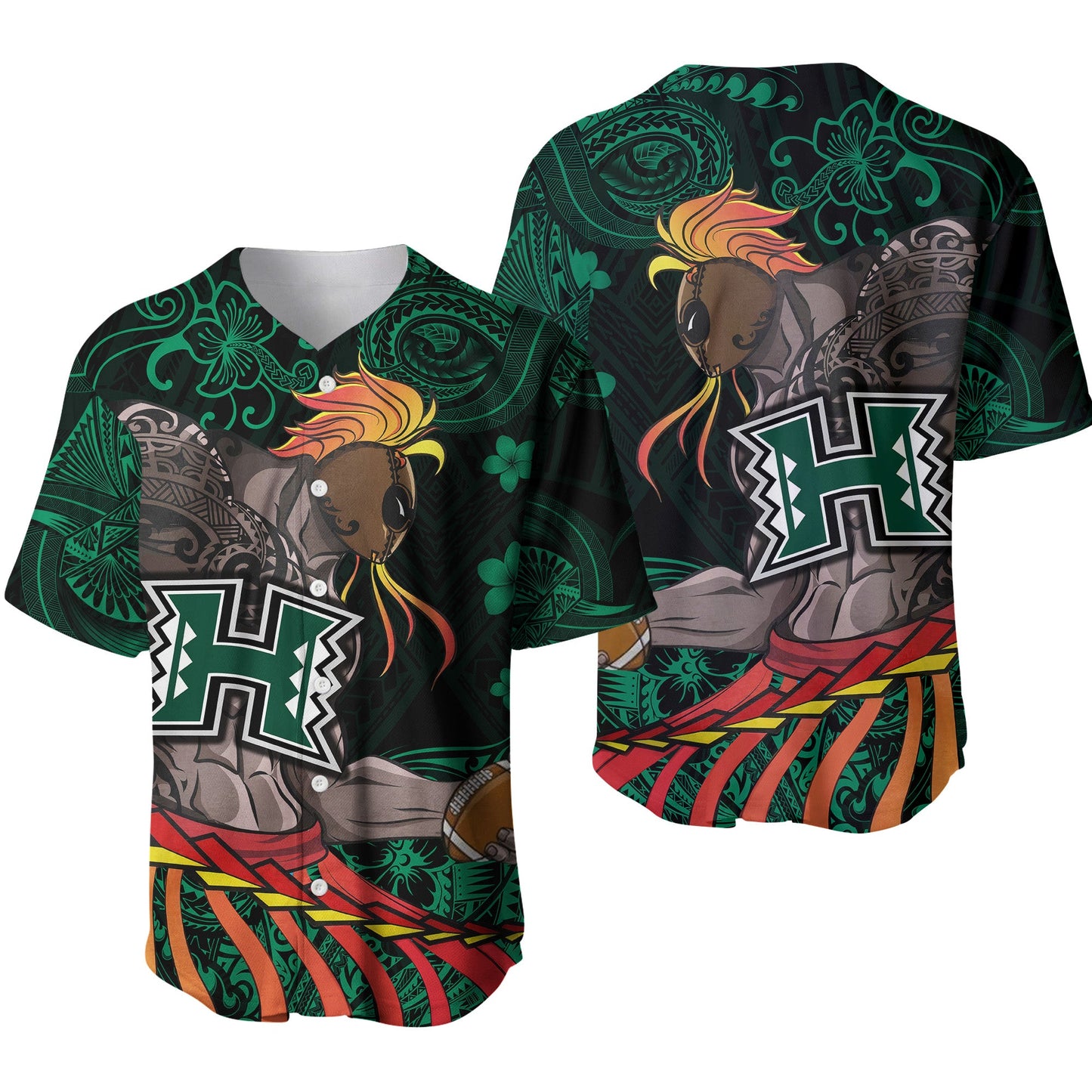 Hawaii Warriors Polynesian Baseball Jersey Unique Style Green