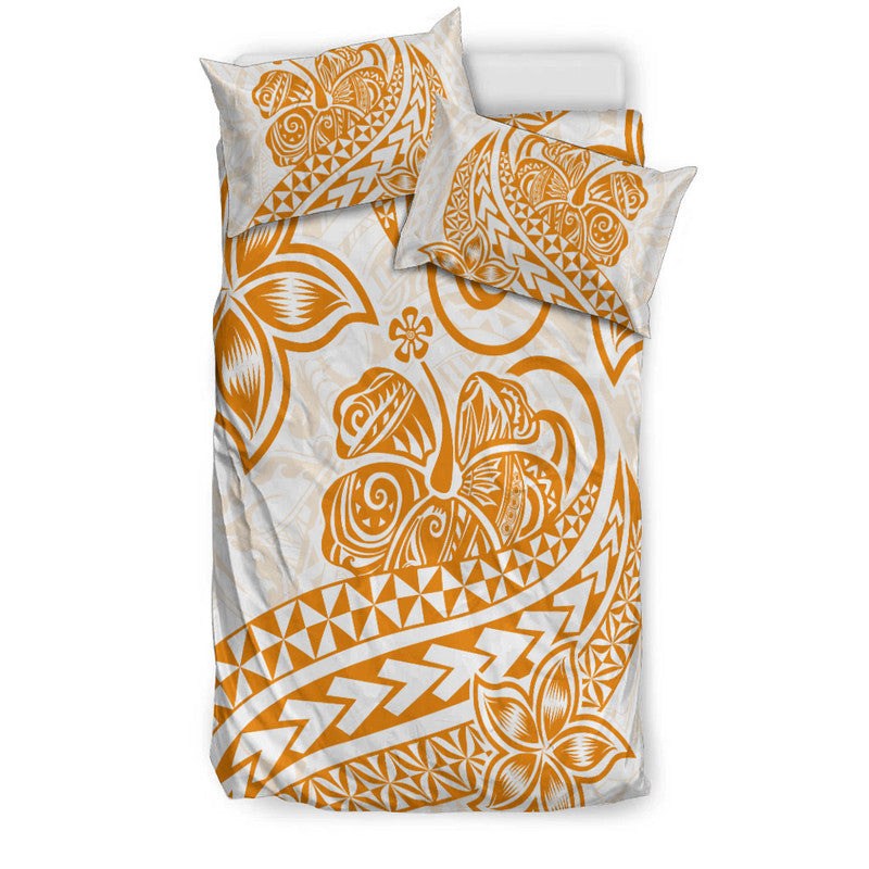Polynesian Tribal Tattoo Retro Bedding Set Gold Screen Color